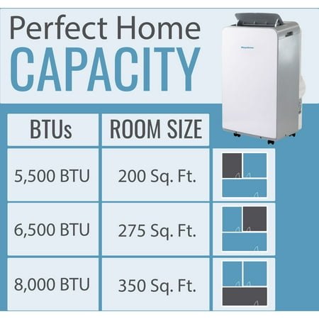 Keystone - 115V Portable Air Conditioner with Follow Me Remote Control for a Room up to 350 Sq. Ft. - White