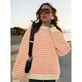 thumbnail image 6 of PRETTYGARDEN Womens Striped Oversized Sweatshirt Color Block Crew Neck Long Sleeve Casual Loose Pullover Top Y2K Clothes, 6 of 8