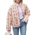 thumbnail image 1 of Chaqueta Acolchada Corta con Estampado Floral Vintage para Mujer, Chaqueta Corta Abierta Al Frente, Ropa de Abrigo Rosa S, 1 of 9