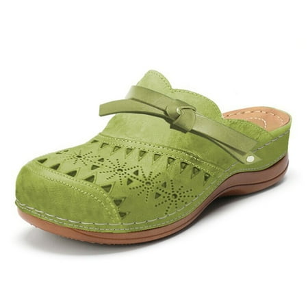 

Women s Comfy Sandals Vintage Wedge Sandals Hollow Closed Toe Comfortable Ankle Strap Outdoor Platform Sandals 37 Light Green