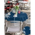 thumbnail image 5 of Outdoor Tablecloth with Umbrella Hole for Patio/Picnic/Party/Camping, Eastern Leaves Waterproof Table Cloth Round Cover Washable, Vintage Blue Brown Natural Branches Plants (Dia 54"), 5 of 9