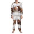 thumbnail image 3 of Naloa Yak Men’s Pajamas Set - Long Sleeve Button Down Sleep Shirt and Pajama Bottoms Sleepwear Set-Medium, 3 of 7