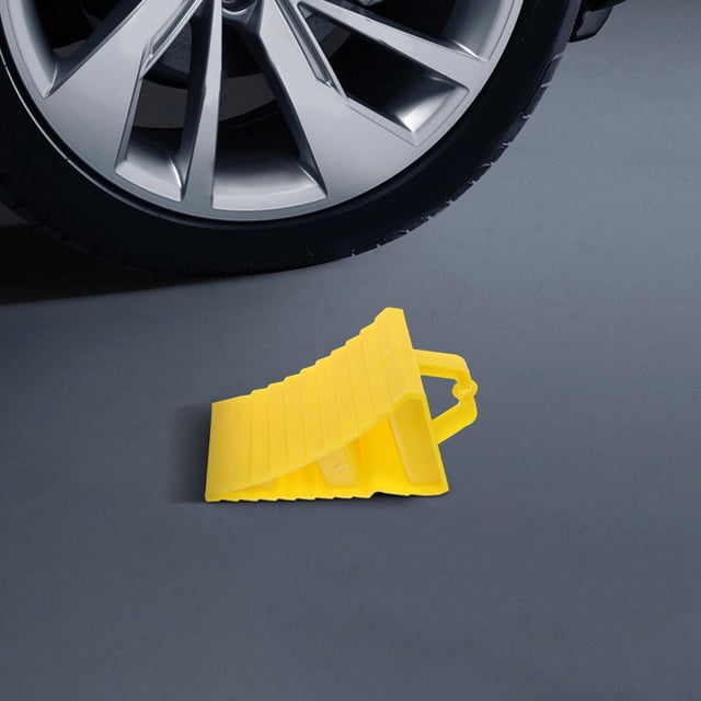 HONMEET 2Pcs Portable Yellow Plastic Wheel Chocks Heavy Duty Anti Slip Triangular Car Stoppers