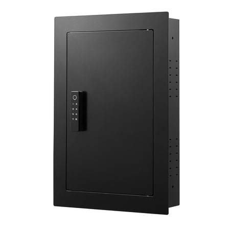 KFFKFF 3-Tier Hidden Wall Safe with Fingerprint Access, Password, Key, and Turning Knob, Durable Steel Construction with Adjustable Shelves and Key Holders for Secure Storage of Valuables