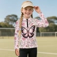 thumbnail image 3 of Psesaysky Girl's Pink Butterfly Flower Graphic Print Preppy Cute Sweatshirts Long Sleeve Drop Shoulder Half Zipper Pullovers Athletic Thermal Coat 12-13 Years, 3 of 6