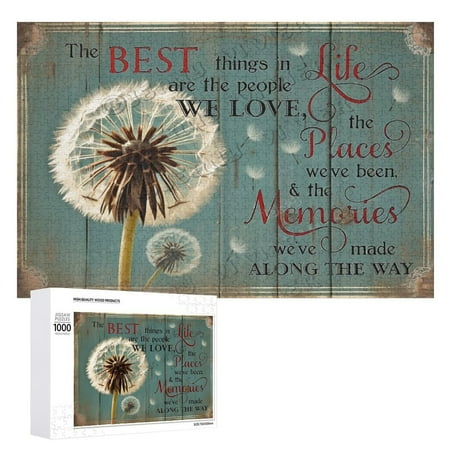 The Best Things in Life Wooden Sign For Home Office Bedroom Kitchen Bathroom Wall Decor Funny 1000 PCS Wood Puzzles Dandelion Wooden Wall Art Decorative Sign 19.7 x29.5