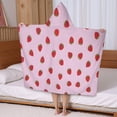 thumbnail image 5 of Red Strawberry Plants Fruit Pink Pattern Hooded Bath Towel，50"x30" for Ages 3 To 12 Kids, Quick Dry Lightweight Soft Microfiber Hood Beach Towel Cover Up for Kids, 5 of 7