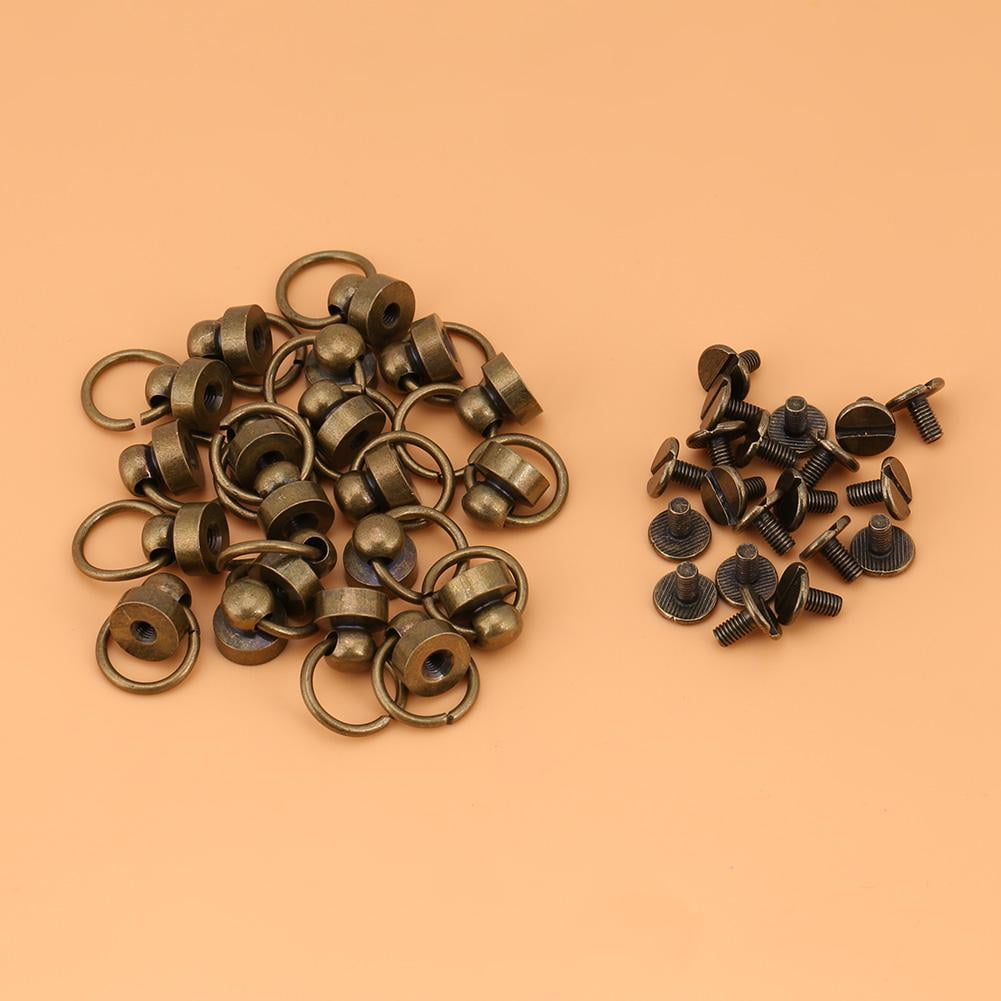 Youliang 10 Sets Pure Brass Pull Ring Pacifier Shaped Rivets with Screw in Suit Rivets Fasteners for Cell Phone Shell Accessories Bronze 