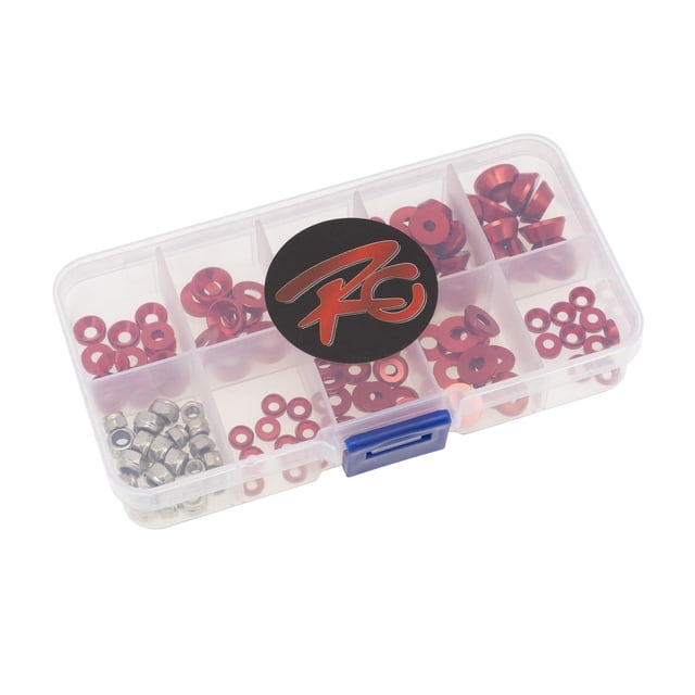 Kit de arandela 125 piezas perfecl Cabeza redonda avellanada de aleación de aluminio ROJO