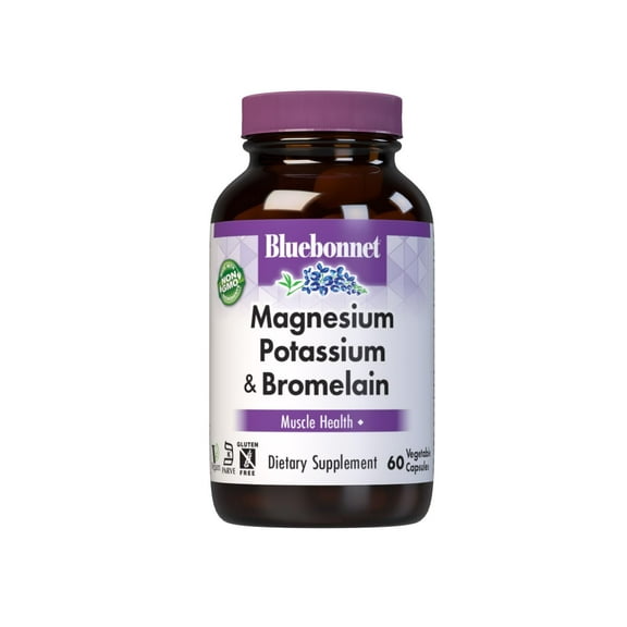 Bluebonnet Nutrition Magnesium Potassium Plus Bromelain Vegetarian Capsules, 60 Count