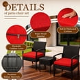 thumbnail image 2 of Tappio Outdoor Furniture 3 Piece Patio Bistro Furniture Set, Rattan Conversation Chairs Set with Side Table and Cushions, Patio Furniture Sets for Balcony Garden Porch, Red, 2 of 8