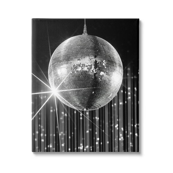 Stupell Industries Black Disco Ball Literature & Flim Photography Gallery Wrapped Canvas Art Print Wall Art, 16 x 20