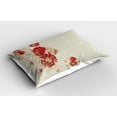 thumbnail image 2 of Ambesonne Vintage Pillow Sham 2 Pack, Rose Antique Flowers, 26"x20", Beige Cream Red, 2 of 3