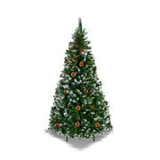 BenefitUSA 5' 6' 7' 7.5' Snow Tipped Christmas Tree with Pine Cones and Steel Stand -Unlit (5' with 446 Tips and 23 pinecones)