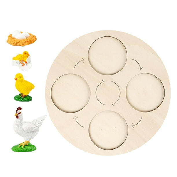 Tablero de ciclo de vida de madera para aprender animales, juego educativo temprano, juguete natural para Gallina