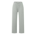 thumbnail image 7 of Huesdet Cotton Linen Pants Women Summer Drawstring High Waisted Palazzo Pants Casual Loose Wide Leg Yoga Pants with Pockets(Grey,M), 7 of 7