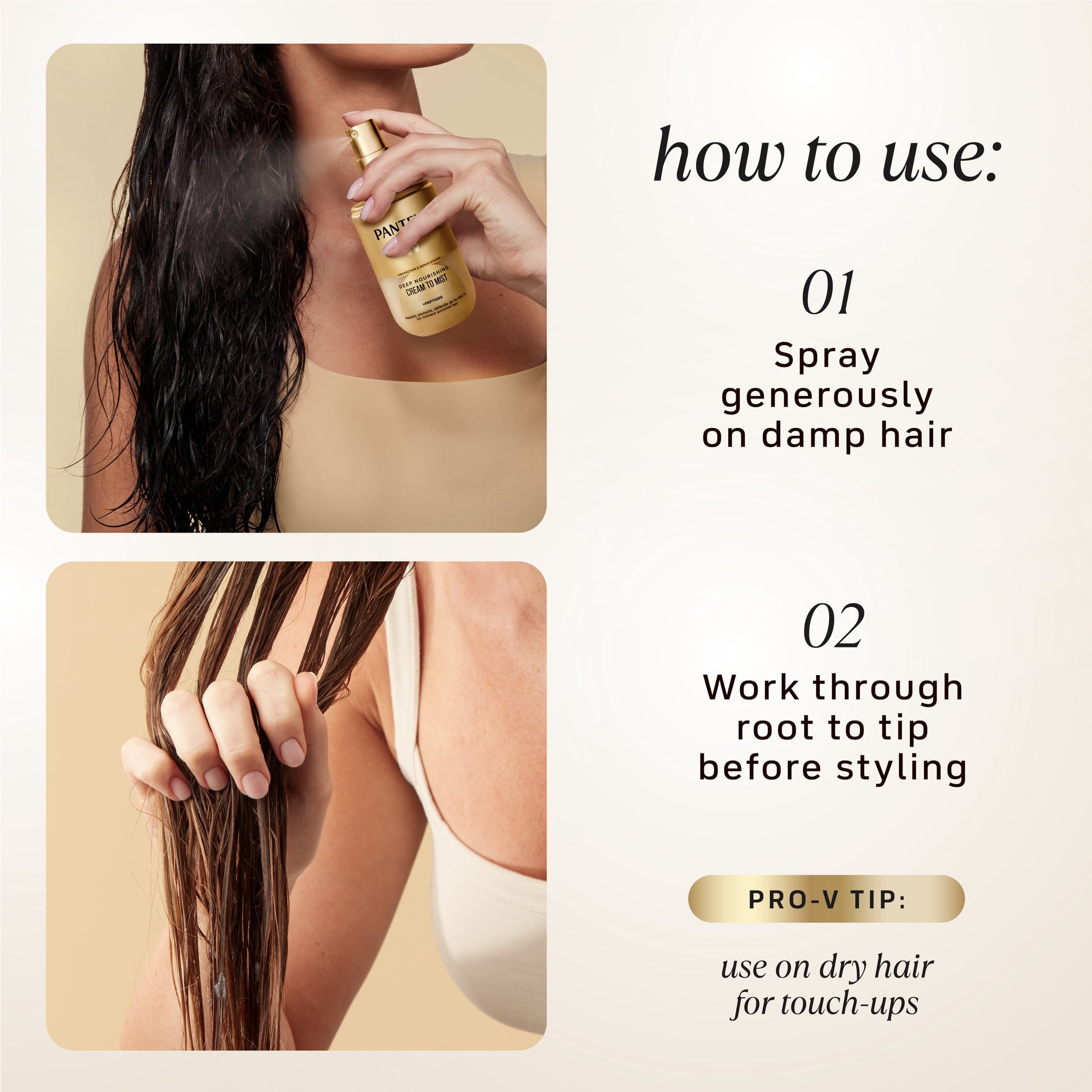 Pantene Leave In Spray, Deep Nourishing Cream to Mist Hair Mist, Heat Protection Spray for Hair & Detangler
