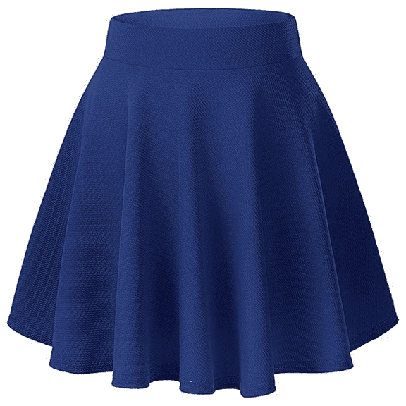 Women's Basic Versatile Stretchy Flared Casual Mini Skater Skirt Blue S