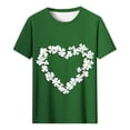 thumbnail image 2 of Uootdi T-Shirts à Manches Courtes pour Femmes Col Rond Trèfle Graphique Usé Hauts Décontractés pour Tous les Jours Cadeau de Célébration, 2 of 7