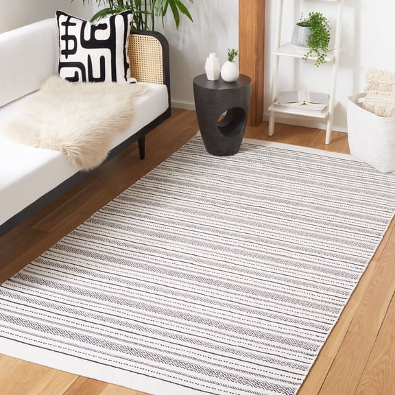 Safavieh Kilim Jay Striped Cotton Area Rug, Ivory/Black, 3' x 5'