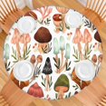 thumbnail image 2 of Colorful Mushroom Leaf White Pattern Round Fitted Tablecloth with Elastic Edge,Dining Table Cover Waterproof,Outdoor Round Tablecloth for Camping,Dining,Indoor and Outdoor, 2 of 7