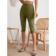 thumbnail image 6 of Women's Plus Size Solid Split Hem Capri Leggings, 6 of 10