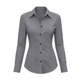 thumbnail image 2 of BXJX Womens Button Down Shirts, Long Sleeve Business Fitted Collared Ladies Work Dress Shirts Gray Size L, 2 of 5