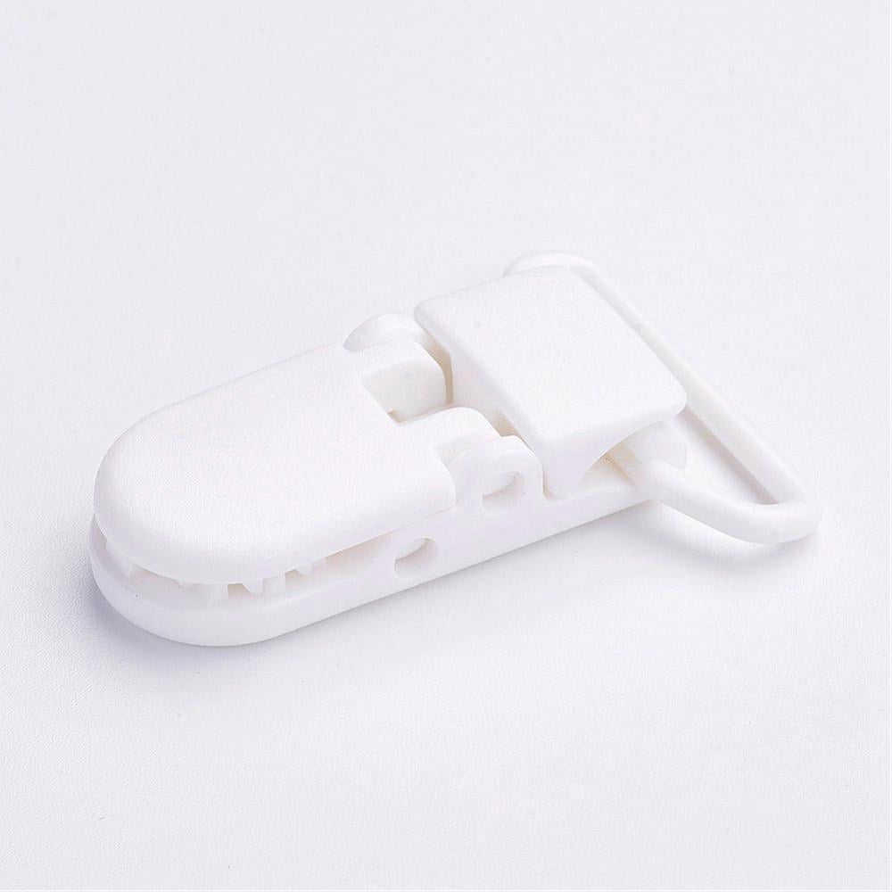 100pcs Eco-Friendly Plastic Baby Pacifier Holder Clip White 43x31x9mm