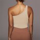 thumbnail image 3 of Gibobby Camisola de tiras sin mangas con un hombro acanalado corto recortado de color sólido a la moda para mujer(Beige,XG), 3 of 3
