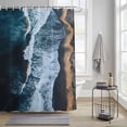 thumbnail image 4 of Blue Ocean Shower Curtains for Bathroom, Wave Coastal Beach Seaside Nature Scenery Washable Fabric Shower Curtain with Hooks Waterproof Bathroom Decor Sets, 72 x 72 Inches, 4 of 9