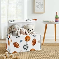 Sweet Jojo Designs Watercolor Sports Theme Boy Storage Fabric Toy Box