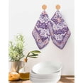 thumbnail image 2 of Purple Boho Kitchen Dish Towels for Drying Dishes Set of 2, Ethnic Geometric Middle Century Art Waffle Weave Microfiber Terry Hand Tea Bathroom Towels Quick Dry & Absorbent Towel 12x12, 2 of 7