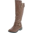 thumbnail image 2 of Forever Mango-21 Women's Winkle Back Shaft Side Zip Knee High Flat Riding Boots,Tan,6.5, 2 of 4