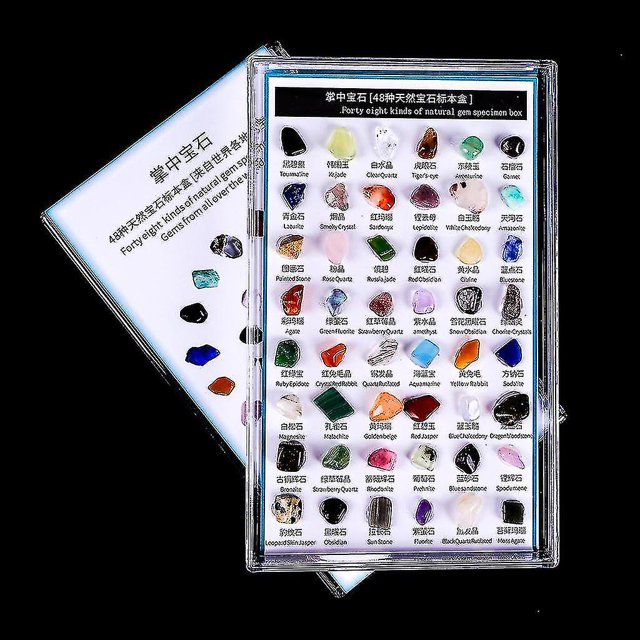 48 unids/caja de piedras preciosas de piedra pulida de regalo de espécimen Mineral Natural