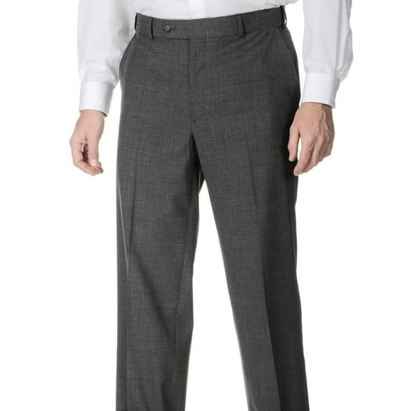 Palm Beach Men's Md. Grey Self Adjusting Expander Waist Flat Front Pant 34R