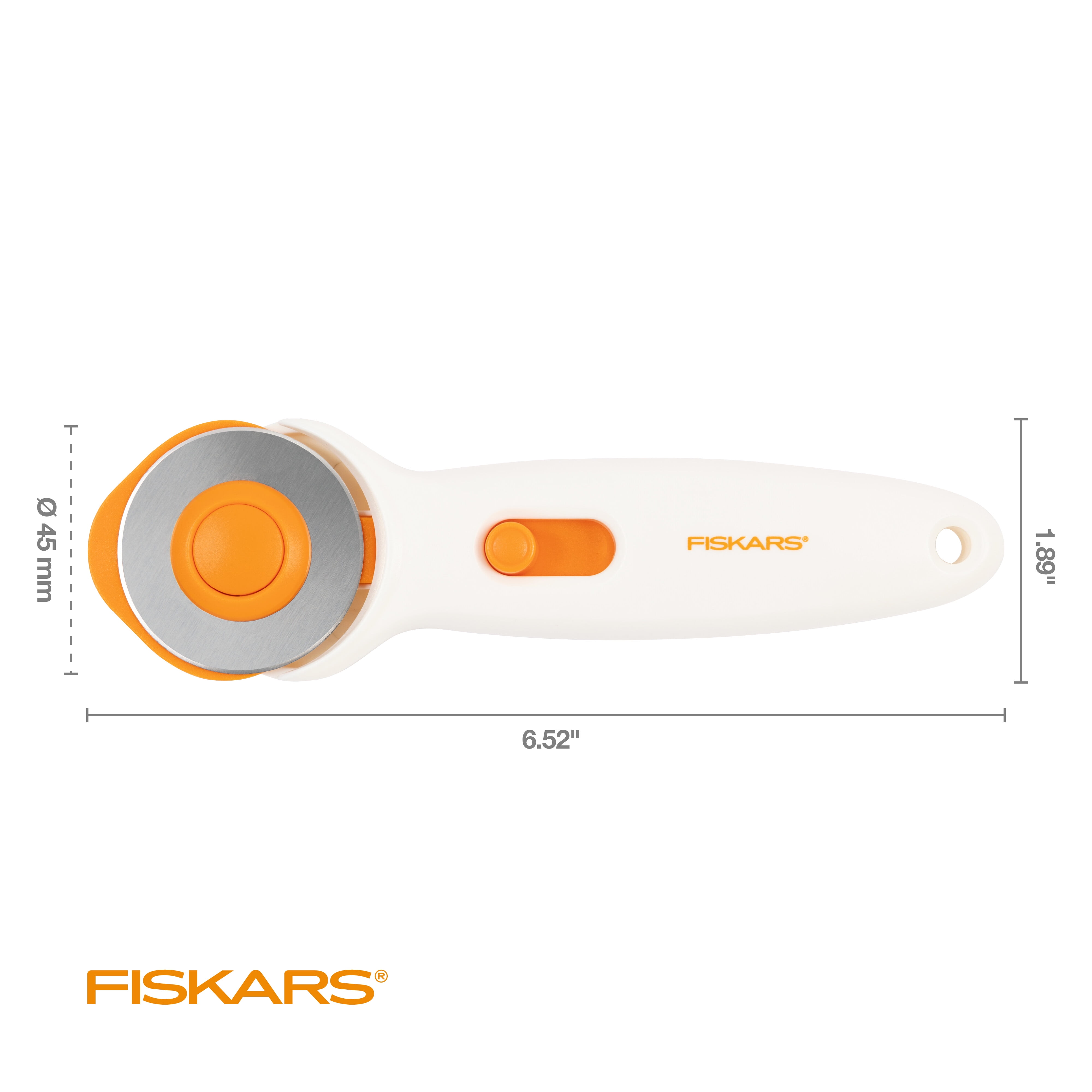 Fiskars 3-Piece Fabric Cutting Set: White Rotary Cutter, Gray Cutting Mat, and Acrylic Sewing Ruler