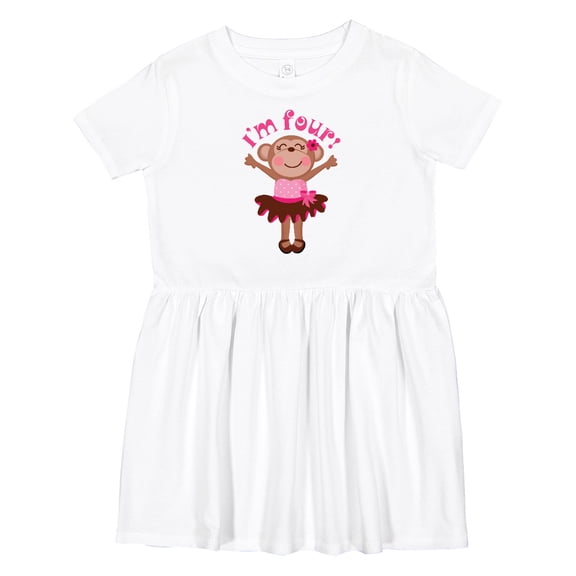 Inktastic Monkey 4th Birthday 4 Year Old Girl Girls Toddler Dress