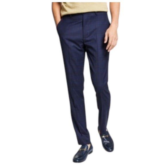 Bar Iii Mens Skinny fit Dress Pants 30 / 30 Navy Blue Plaid