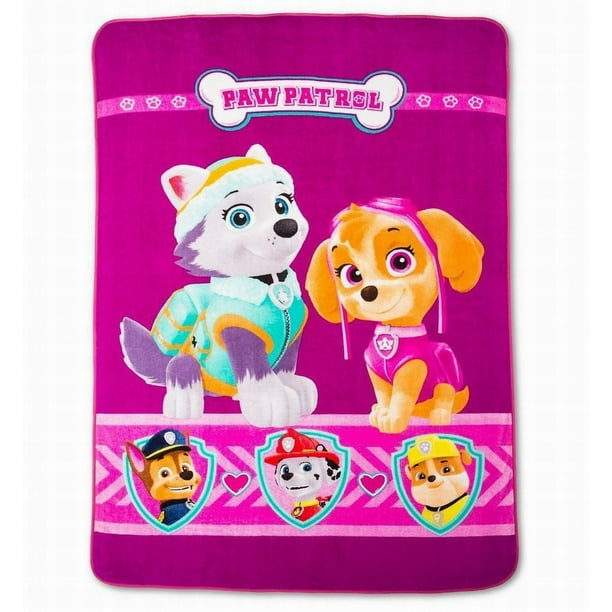 Paw Patrol Skye, Everest Large Plush Blanket Pink 62x90 Twin or Toddler