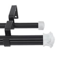 thumbnail image 1 of MERIVILLE 1-Inch Diameter Double Window Treatment Curtain Rod, Platani White Marble End Cap Finial, 48-inch to 84-inch Adjustable, Black, 1 of 1