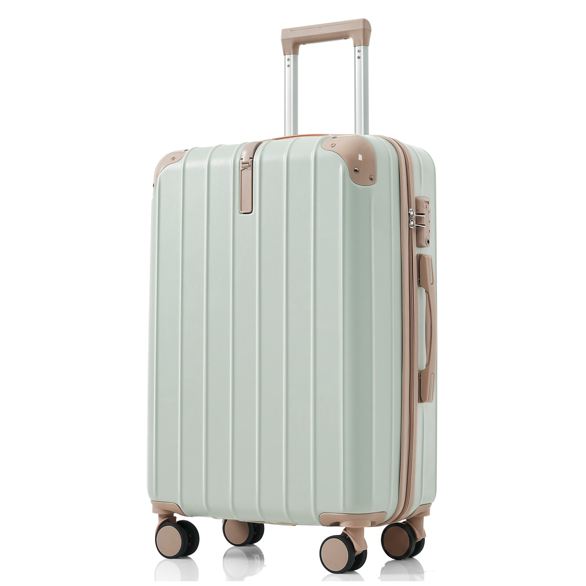 Euroco 3 Piece Luggage Sets, Lightweight Durable Hardshell Suitcase set with 360° Spinner Wheels,TSA Lock & Side Hooks,Large Checked Travel Suitcase for Family,Grey Green
