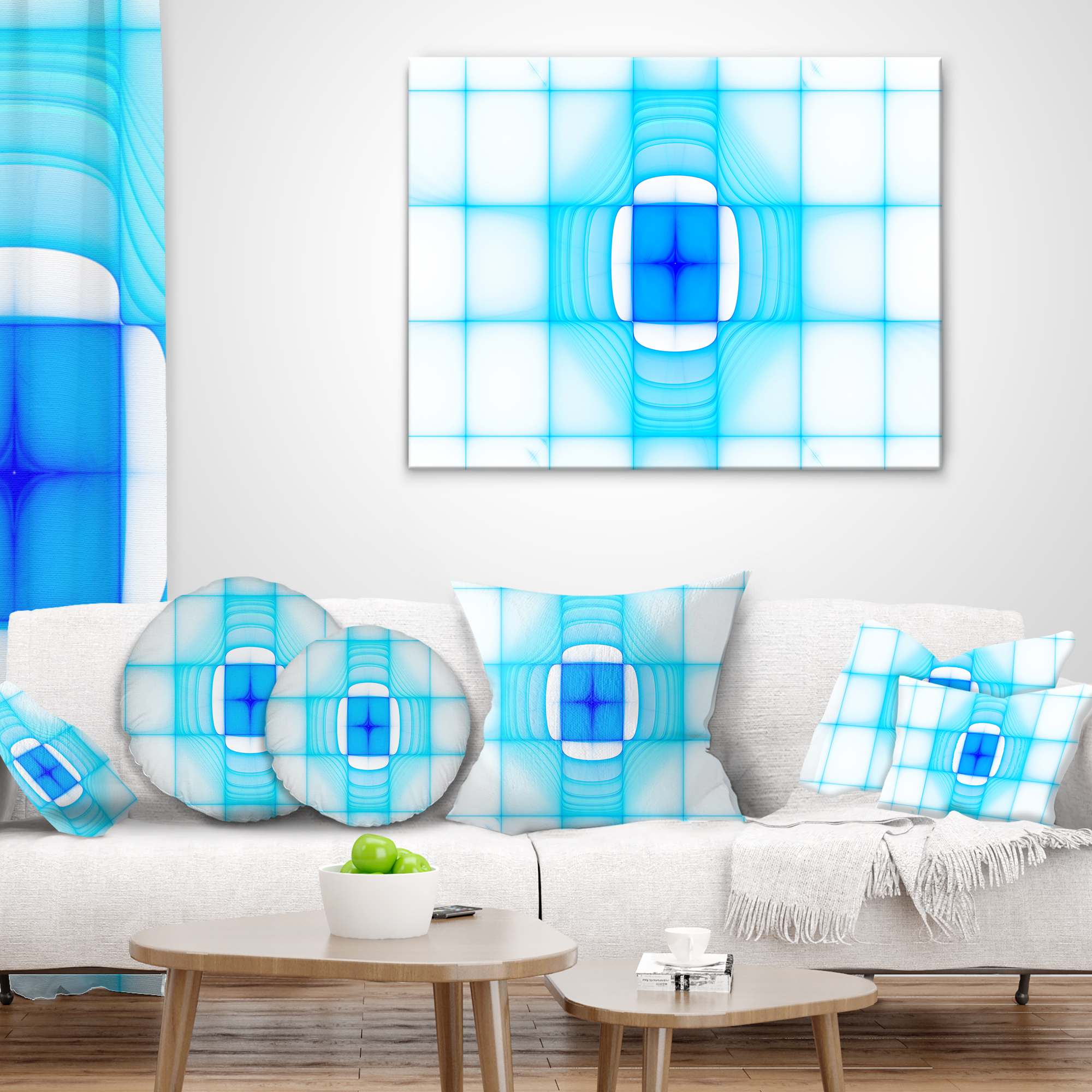 Designart Blue Thermal Infrared Visor - Abstract Throw Pillow - 18x18