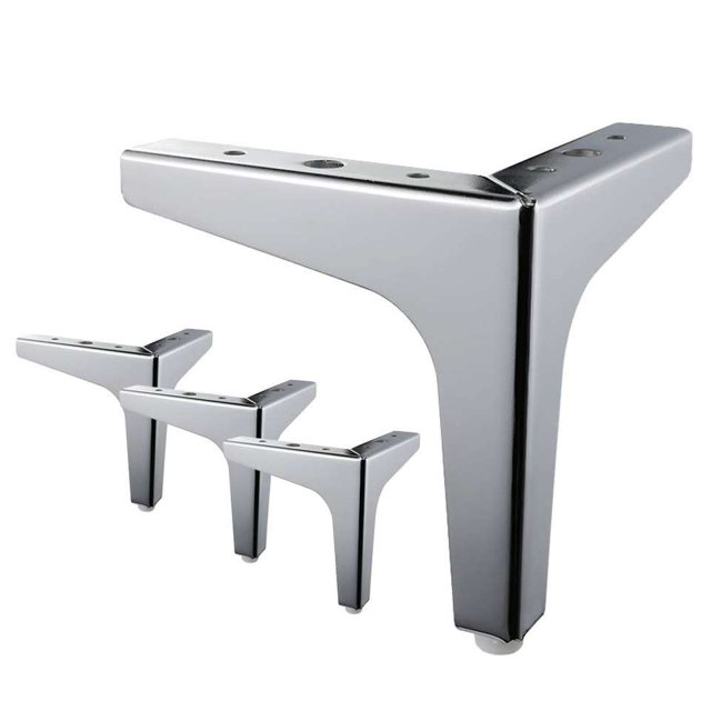 Reposapiés de 4 piezas, pies de mesa de metal de hoja, con tornillos y protección del suelo, adecuado para sofás de muebles de bricolaje, sillas de reposabrazos, sofás y sillas de 5 pulgadas de plata PenghuiLiu 9024719196244