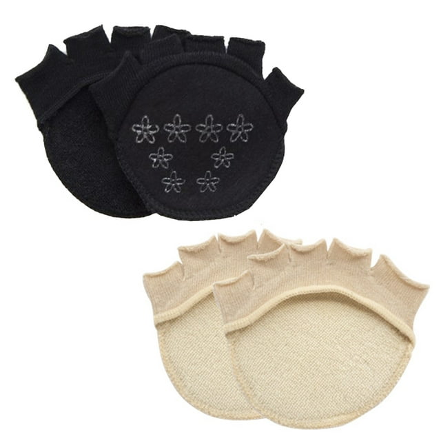 2 Pairs Women Toe Toppers No Show Half Socks Toe Cover Socks with Forefoot Pad