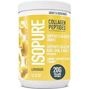 Isopure Collagen Peptides Powder, Promotes Hair, Nail, Skin and Joint Health, 14 Servings, Lemonade, with Vitamin C, with Biotin