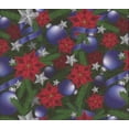 thumbnail image 3 of Mook Fabrics Christmas Blue Ornaments and Ribbons Poinsettias 100% Cotton Fabric By the yard, 3 of 3