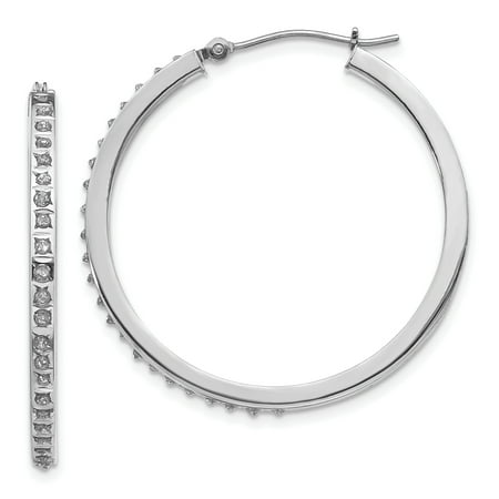 Round Diamond Hinged Hoops 14k White Gold Diamond Fascination Round Hinged Hoop Earrings Ear Hoops Set Fine Jewelry Gift Set For Women Heart ()