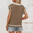 thumbnail image 6 of RMGVDSD Womens Tops V Neck Oversized Sweaters Vest Sleeveless Knit Pullover Striped Sweater Casual Tennis Top Solid Color Sweater Fall Outfits for Women /Khaki, 6 of 6