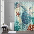thumbnail image 5 of Nautical Marine Life Shower Curtains for Bathroom, Sea Turtle Starfish Coral Seaweed Blue Ocean Washable Fabric Shower Curtain with Hooks Waterproof Bathroom Decor Sets, 54 x 78 Inches, 5 of 9