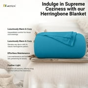 Eurotex Herringbone All-Season 100% Cotton Blanket, Twin, Teal